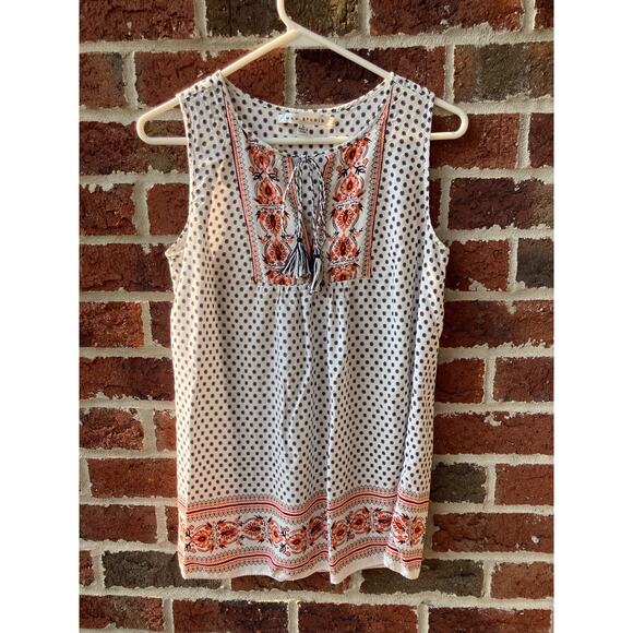 Max Studio Boho Printed Sleeveless Blouse Size L - Picture 1 of 4